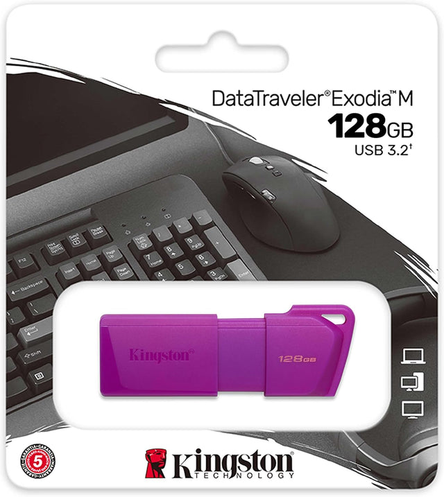 USB Flash Drive – Kingston DataTraveler Exodia NEON – 128GB – USB 3.2 Gen 2 – KC‑U2L128‑7LP – Purple