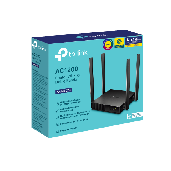 Router Inalámbrico TP‑Link Archer C50 – AC1200 – Doble Banda – V6