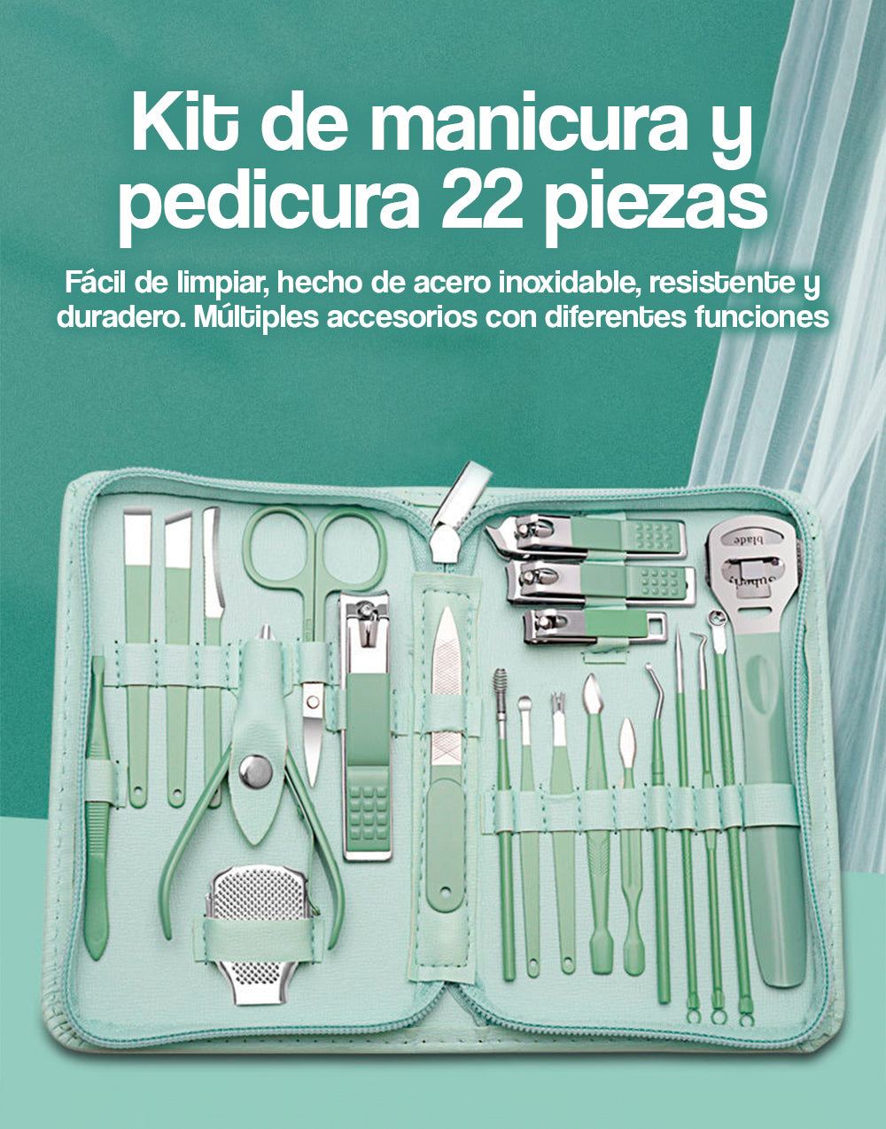 Kit de manicura y pedicura (22 piezas)