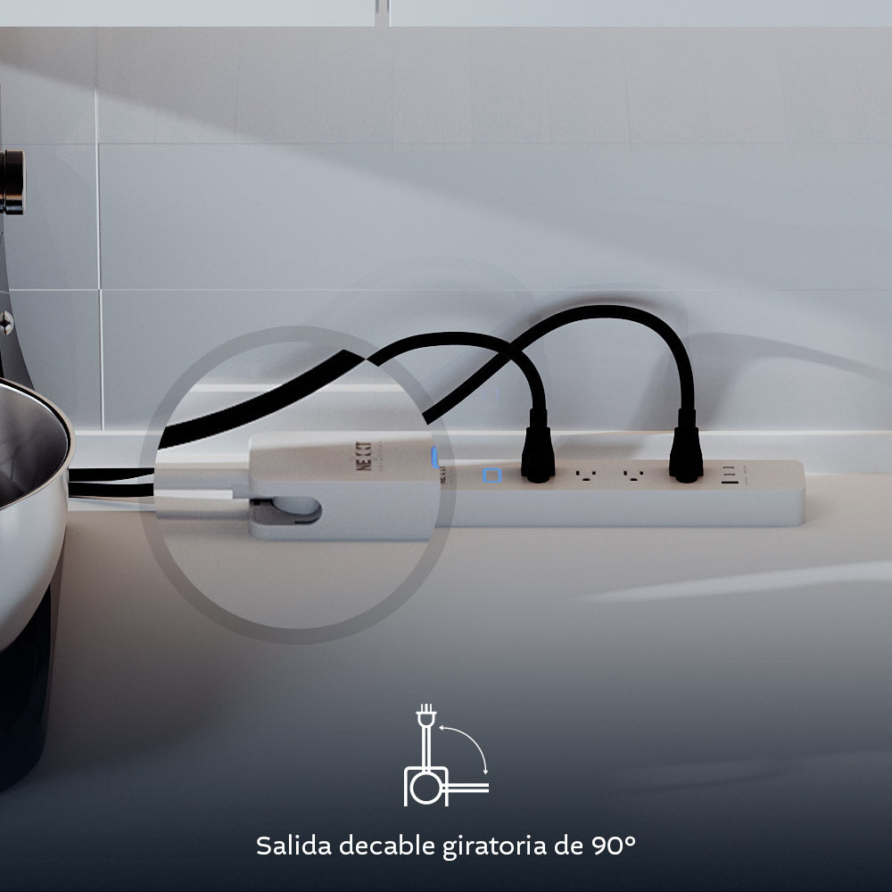 Regleta Inteligente Wi-Fi Nexxt NHP-E710 / 4 tomas AC / 2 USB / App Nexxt Home