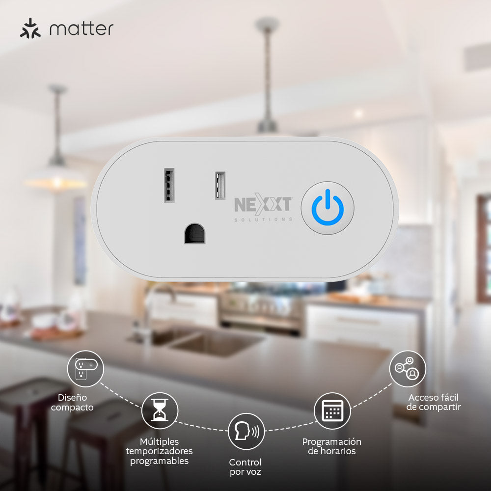Nexxt Solutions Home – Smart Plug Wi-Fi Matter (Paquete 2) NHP-S611M 2PK