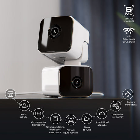 Cámara Inteligente Nexxt Solutions Home NHC‑IP30DL – WiFi – 2K – PTZ – Doble Lente – Interior