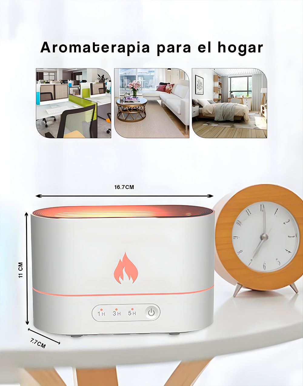 Humidificador de aromas con llama 3D USB