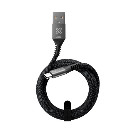 Cable USB‑C a USB‑A Klip Xtreme PowerGo 050 – 3 m – 30W – Trenzado – Negro