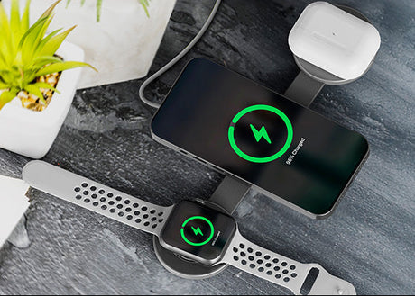 Base de carga inalámbrica 3 en 1 – Klip Xtreme PowerDesk Flex – KDC‑250 – 15W USB‑C