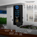 Cerradura Inteligente Nexxt Solutions Home NHS‑D150 BK – WiFi – Huella – PIN – App – Acero Inoxidable – Negro