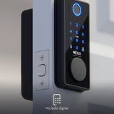 Cerradura Inteligente Nexxt Solutions Home NHS‑D150 BK – WiFi – Huella – PIN – App – Acero Inoxidable – Negro