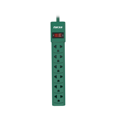 Regleta de corriente – Forza PS‑001G – 6 tomas – color verde – 110/220V