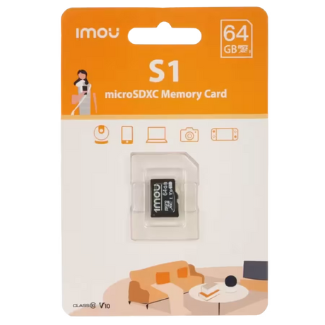 Memoria MicroSD 64GB clase 10 – IMOU ST2‑64‑S1 – resistente y confiable