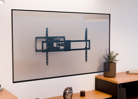 Soporte articulado para TV Xtech XTA‑490 – 50″ a 105″ – Inclinación 15° – Giro 60° – VESA máx. 900×600 – 75 kg