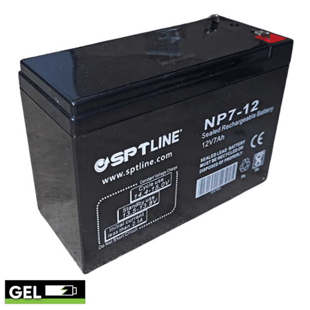 Batería SPTLINE BAT712, 12V / 7Ah, gel sellada, chip de protección