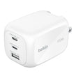 Cargador de pared – Belkin BoostCharge Pro – 3 Puertos – GaN – 100W – USB‑C/USB‑A – Blanco (WCH016dqWH)  