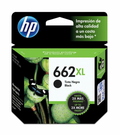 Cartucho de Tinta Negra HP 662XL – Alto Rendimiento – CZ105AL