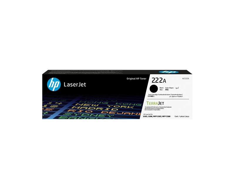 Cartucho de tóner – HP LaserJet 222A – Negro – Capacidad estándar – 1300 páginas – Original HP (W2220A)  