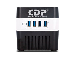 Regulador de Voltaje Automático CDP RU‑AVR604 – 600 VA / 300 W – 4 Tomacorrientes + 4 Puertos USB
