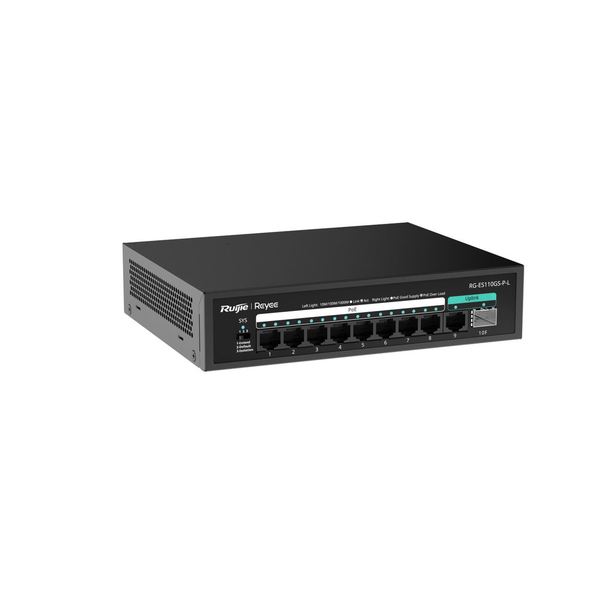Switch PoE No Administrado Ruijie Reyee RG‑ES110GS‑P‑L – 10 Puertos Gigabit – 120W – 9 GE + 1 SFP