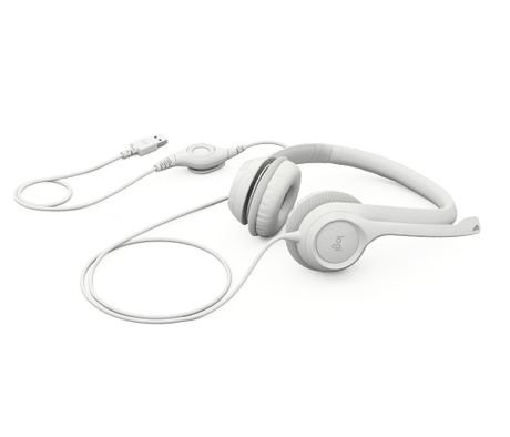 Auriculares Logitech H390 – Diadema – USB‑A – Micrófono con Supresión de Ruido – Blanco Hueso