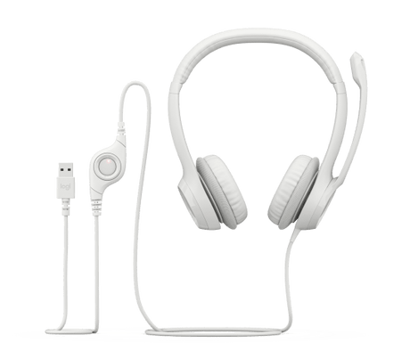 Auriculares Logitech H390 – Diadema – USB‑A – Micrófono con Supresión de Ruido – Blanco Hueso