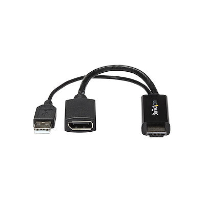 Conversor HDMI a DisplayPort 4K Alimentado por USB StarTech.com – HD2DP – 25.5 cm – Negro