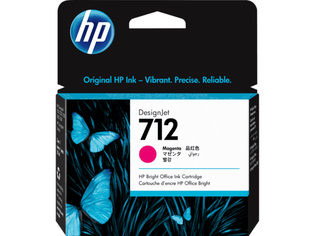 Cartucho de Tinta Magenta – HP 712 DesignJet – Original – 29 ml – 3ED68A