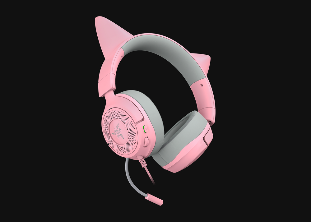Headset gaming – Razer Kraken Kitty V3 X Quartz – Chroma RGB – Micrófono cardioide – Sonido envolvente – USB