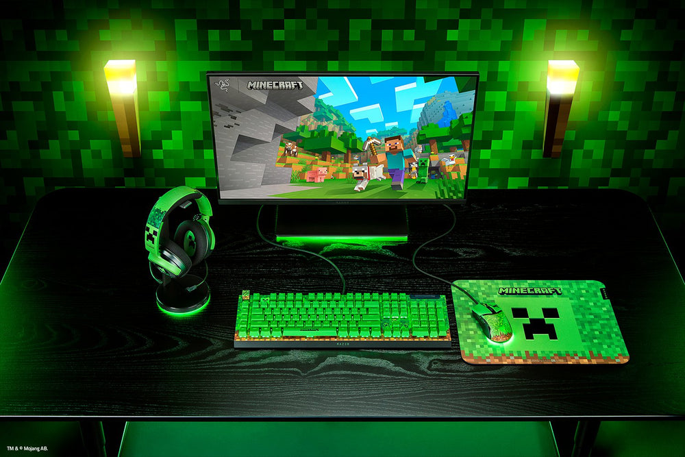 Teclado Mecánico Gaming Razer BlackWidow V4 X – Minecraft Edition / RGB / Switch Verde o Amarillo