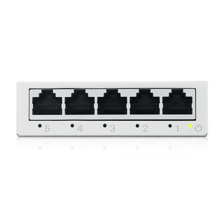 Switch ZyXEL GS105B v5 – 5 puertos – Gigabit – QoS – Fanless – Metal Housing – Plug & Play