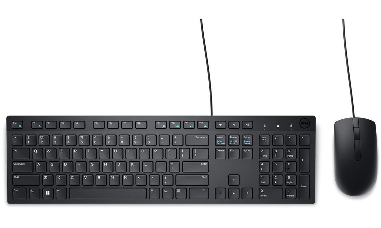 Set teclado y mouse alámbrico USB – Dell KM300C – QWERTY Inglés – Negro