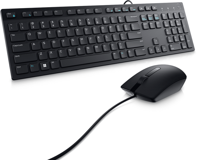 Set teclado y mouse alámbrico USB – Dell KM300C – QWERTY Inglés – Negro