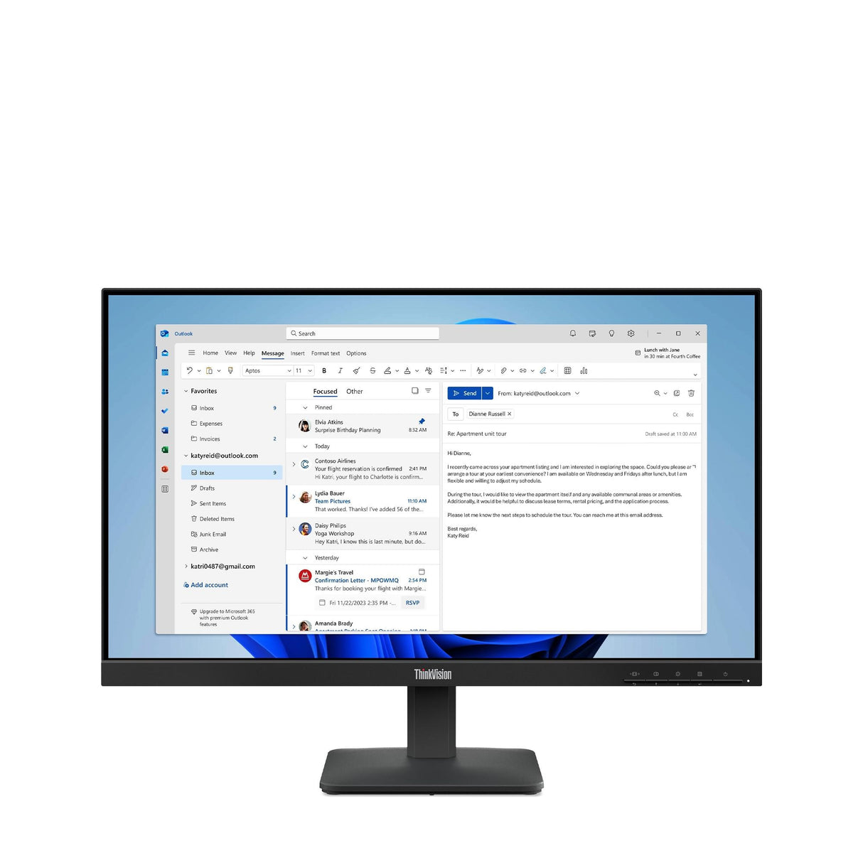 Monitor 23.8" Lenovo ThinkVision S24‑4e – FHD IPS – HDMI/VGA – Raven Black