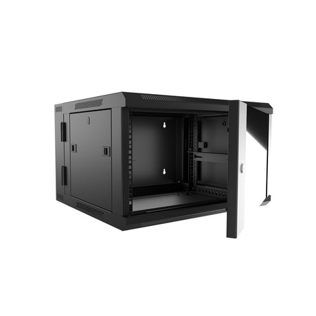 Gabinete de pared abatible, completamente ensamblado Nexxt Solutions RAL 9005, negro barniz - 9U - 19"