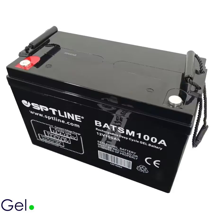Batería de Gel SPTLINE 12V 100Ah (BATSM12V100AH) – Ciclo Profundo – Libre de Mantenimiento – Panel Solar / UPS