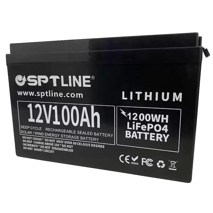 Batería de Litio SPTLINE LiFePO4 12V 100Ah – Larga Vida Útil – BMS Integrado – Panel Solar / UPS