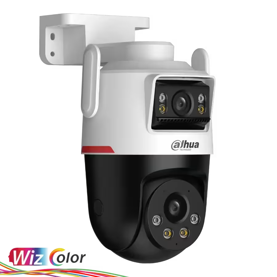 Cámara Dahua DH‑IPC‑P3DP‑3F‑PV‑P‑PRO – 3+3MP – Doble Lente – WizColor – Pan/Tilt – IA Humano/Vehículo – Smart Dual Light – Exterior