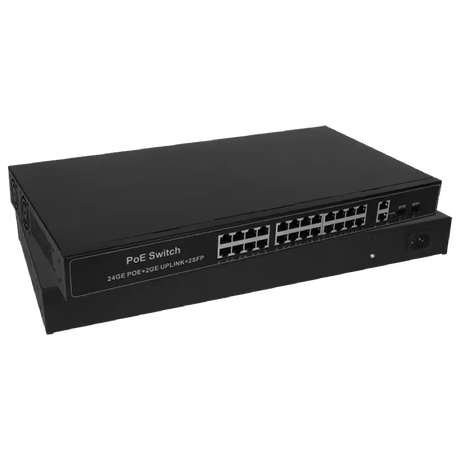 Switch PoE de 24 puertos – 10/100/1000 Mbps – SPTLINE SP1024K‑P24‑2S