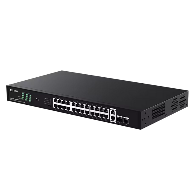 Switch Ethernet PoE de 24 puertos – 26GE+2SFP – Tenda TEG1128P‑24‑410W