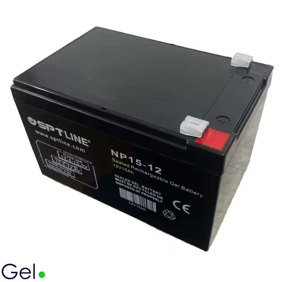 Batería de Gel SPTLINE 12V 15Ah – Sellada VRLA – Ciclo Profundo – Libre de Mantenimiento