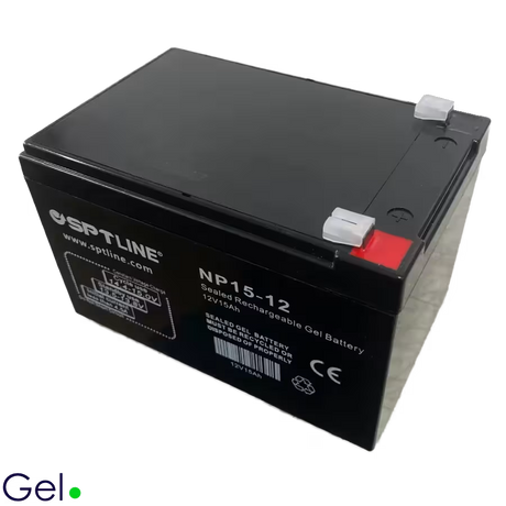 Batería de Gel SPTLINE 12V 15Ah – Sellada VRLA – Ciclo Profundo – Libre de Mantenimiento