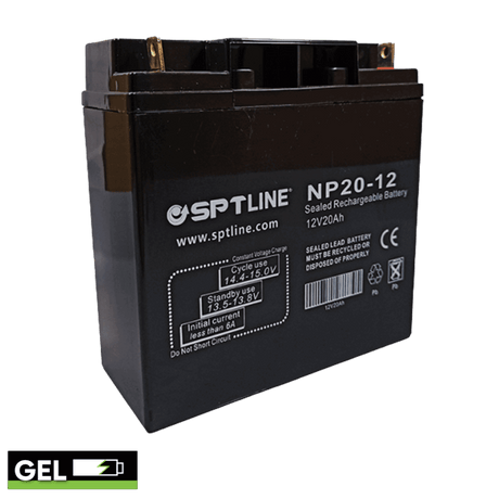 Batería de Gel SPTLINE 12V 20Ah (BAT2012) – Sellada VRLA – Baja Autodescarga – Respaldo para UPS / Equipos Médicos