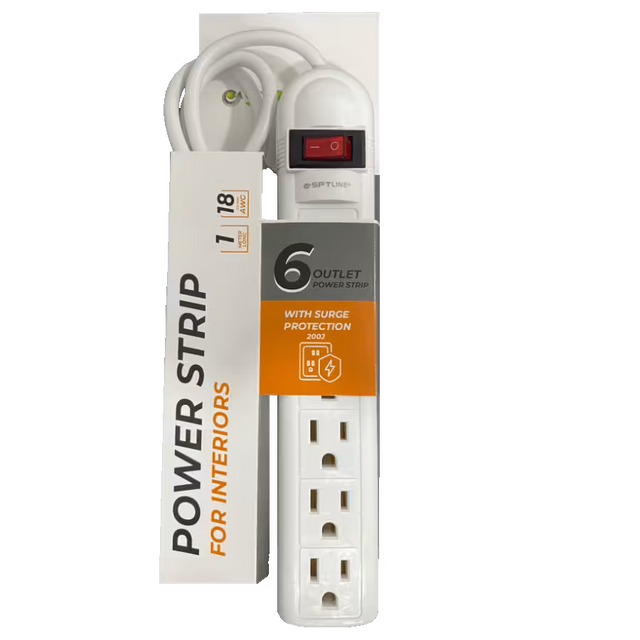 Regleta SPTLINE SW‑PS08A – 6 Tomas de Corriente – Protección contra Sobretensiones