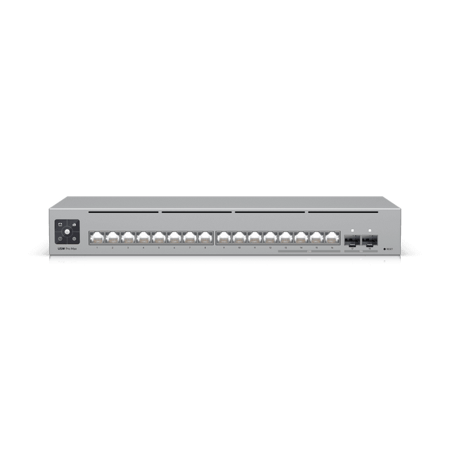 Switch gestionado – Ubiquiti UniFi USW‑Pro‑Max‑16 – 16 puertos – 12 Gigabit Ethernet + 2 SFP+ – PoE – Capa 3 Lite  