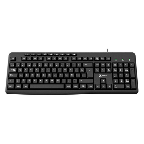 Teclado multimedia Xtech XTK‑140S – Español – USB – 105 teclas – Perfil bajo – Negro