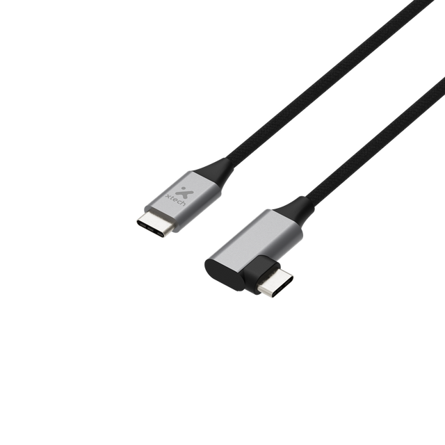 Cable USB‑C 2.0 macho a macho con conector en forma de L – Xtech XTC‑531