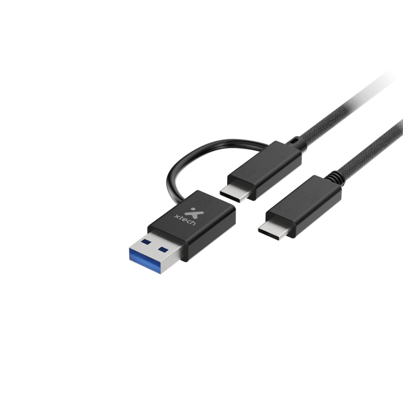 Cable adaptador 2 en 1 USB‑C a USB‑C con dongle USB‑A 2.0 – Xtech XTC‑532