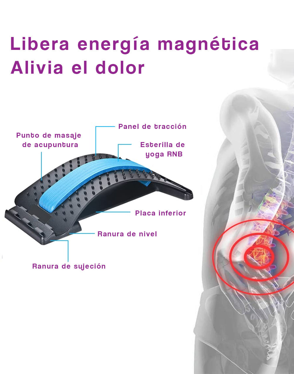 Dispositivo de tracción lumbar  para estirar la espalda.