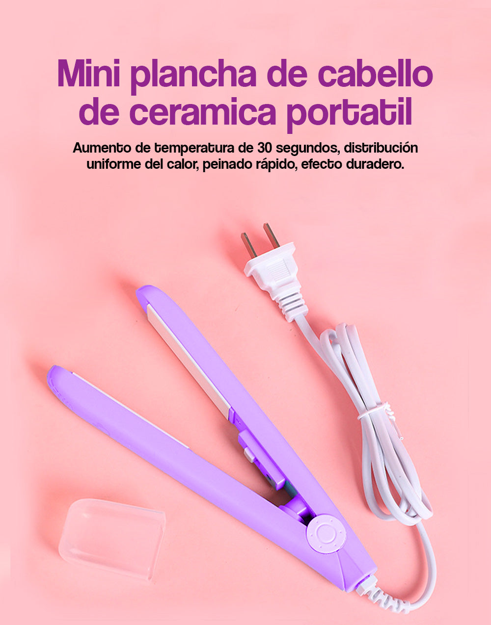 Mini plancha de cabello de cerámica portátil